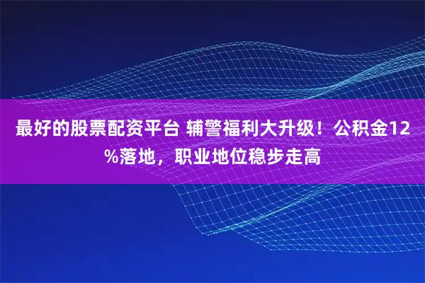 最好的股票配资平台 辅警福利大升级！公积金12%落地，职业地位稳步走高